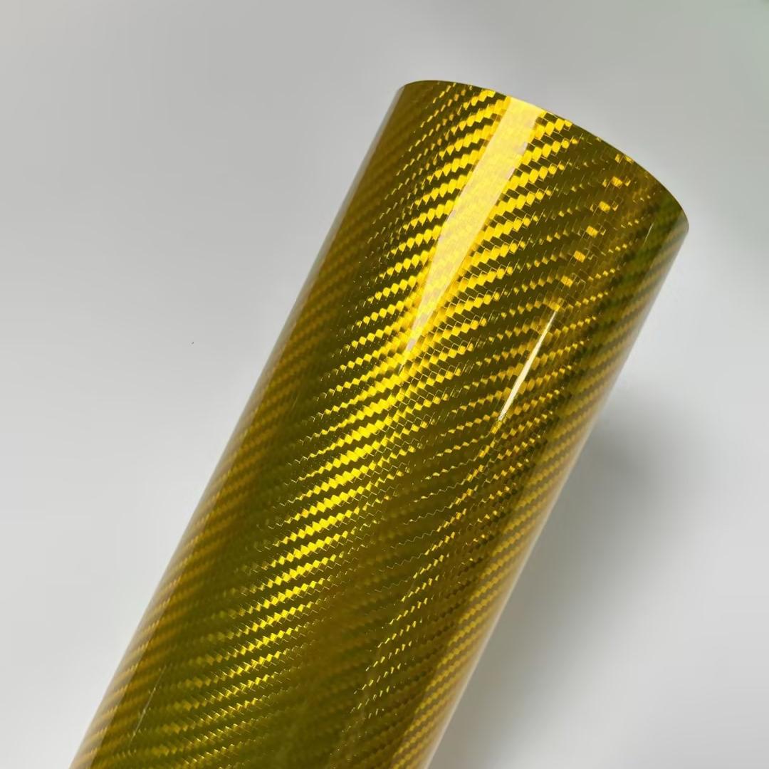 PET Glossy 5D Carbon Gold Car Film Viny Wrap