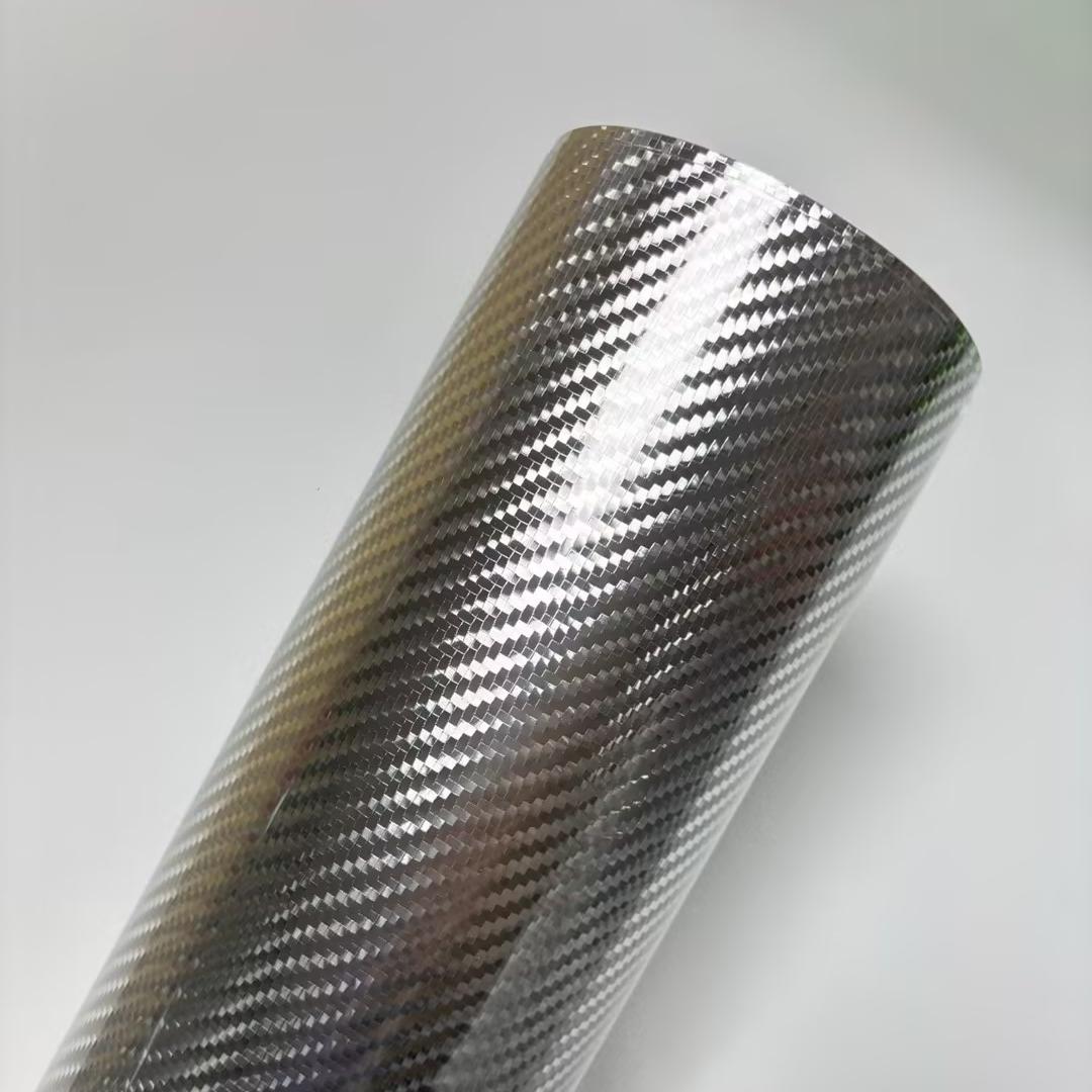 PET Glossy 5D Carbon Silver Car Film Viny Wrap
