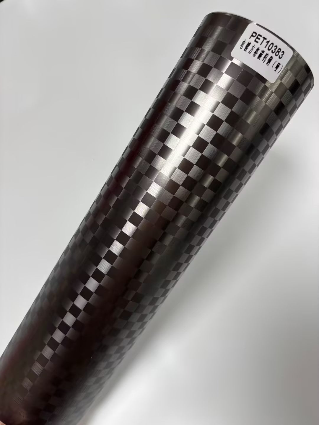 PET10382 Gloss Chrome Checkered Carbon Tungsten Gray