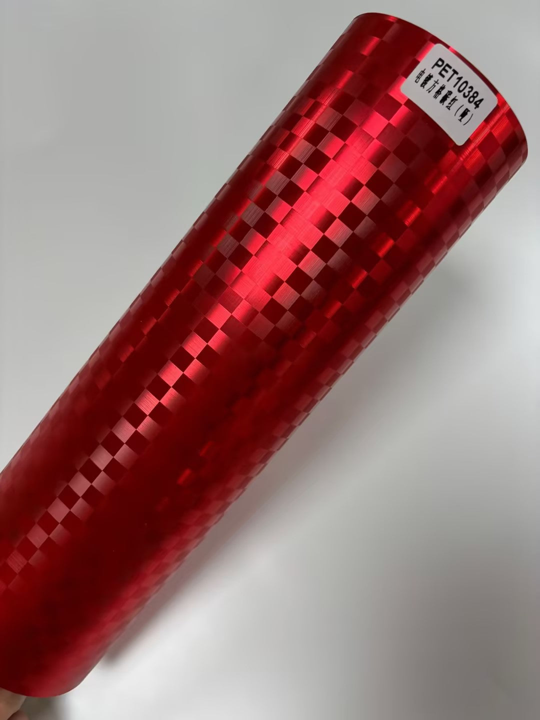 PET10384 Matte Chrome Checkered Carbon Red