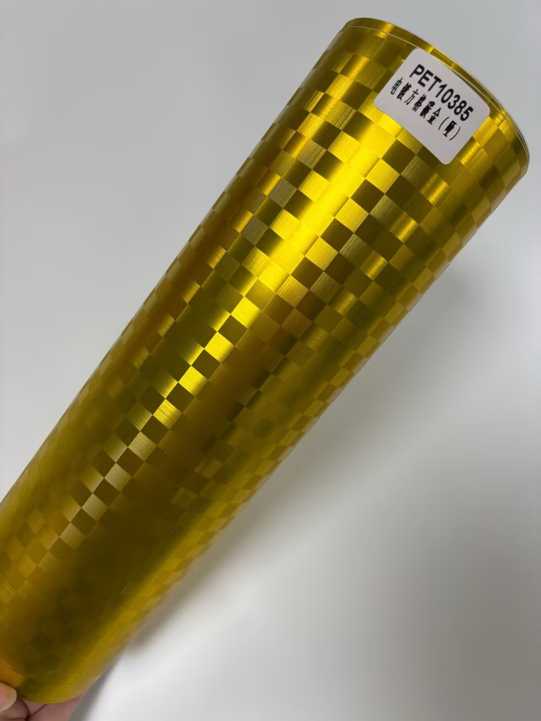 PET10385 Matte Chrome Checkered Carbon Gold