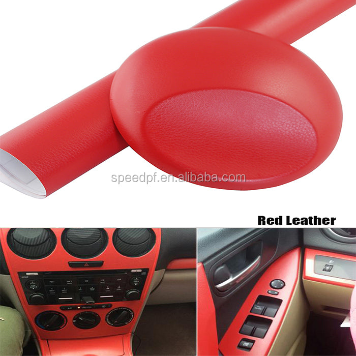 Skin texture 2 way-stretch Leather Car Interior Film (Red)